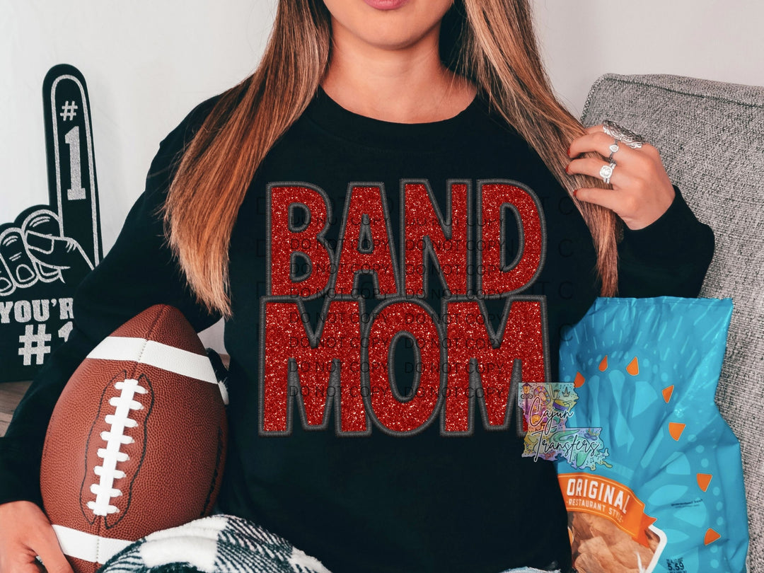 Band Mom Red & Black Faux Glitter