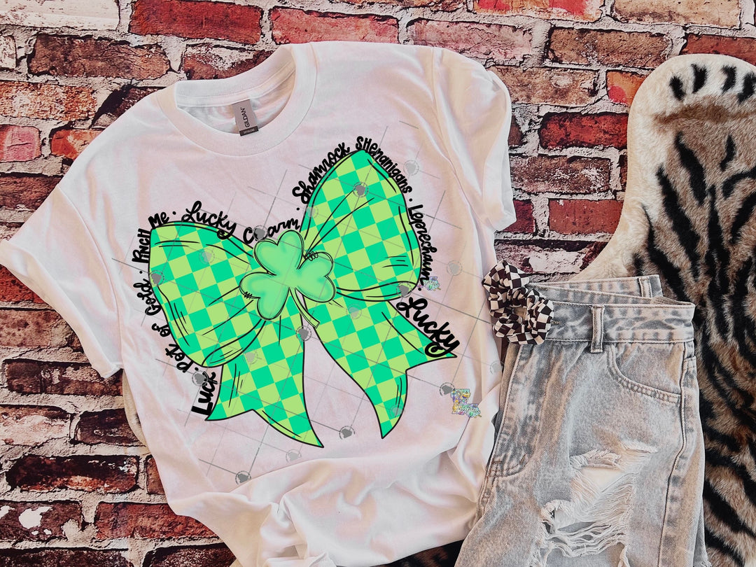 St Patrick Day Checkered Bow
