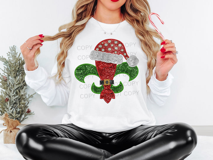 Faux Embroidery  Sequins  Christmas Fleur De Lis