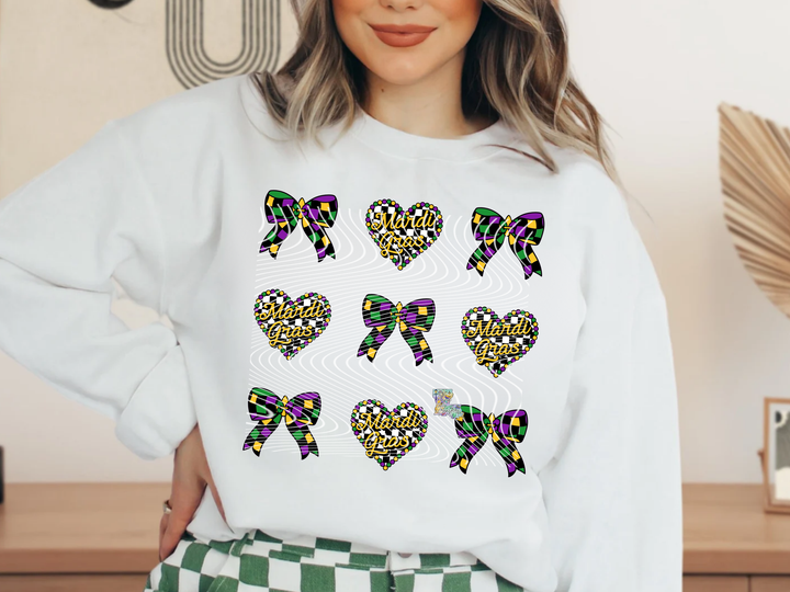 Mardi Gras Heart Bows