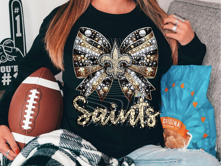 Black and Gold Bling Bow