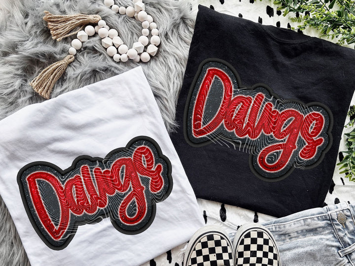 Dawgs Faux Glitter & Embroidery