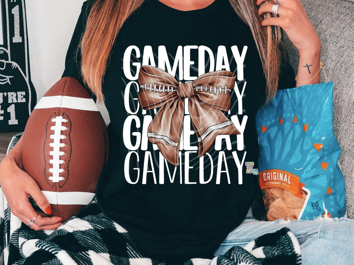 White Gameday With Football Bow