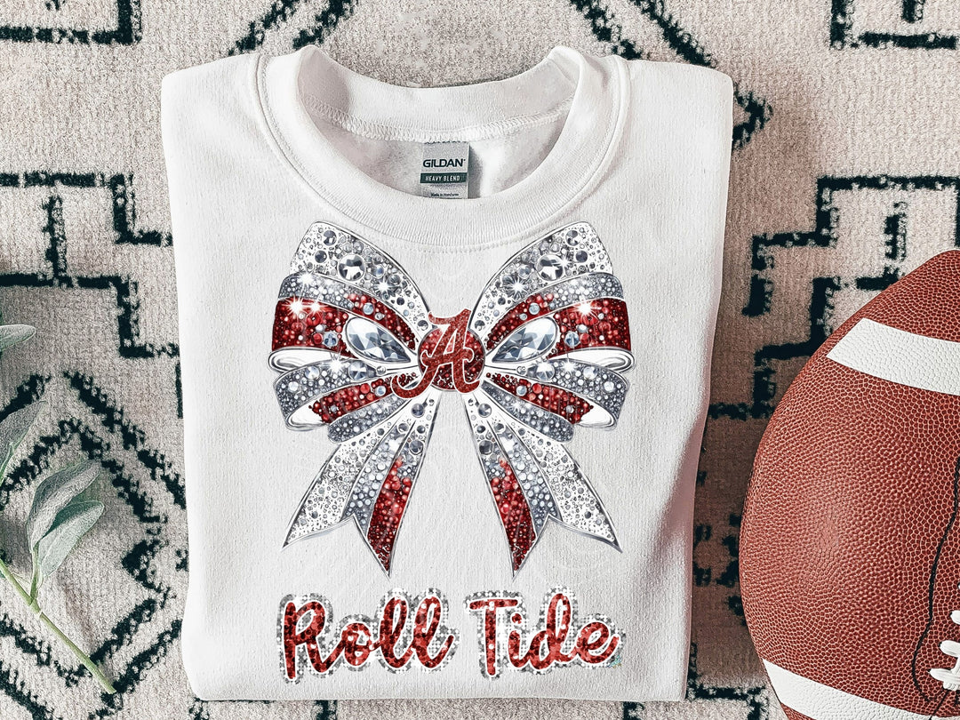 Maroon & White  Bling Bow