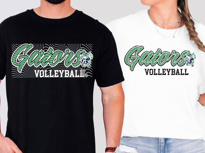 Gators Volleyball White Outline W/ Boy Mascot