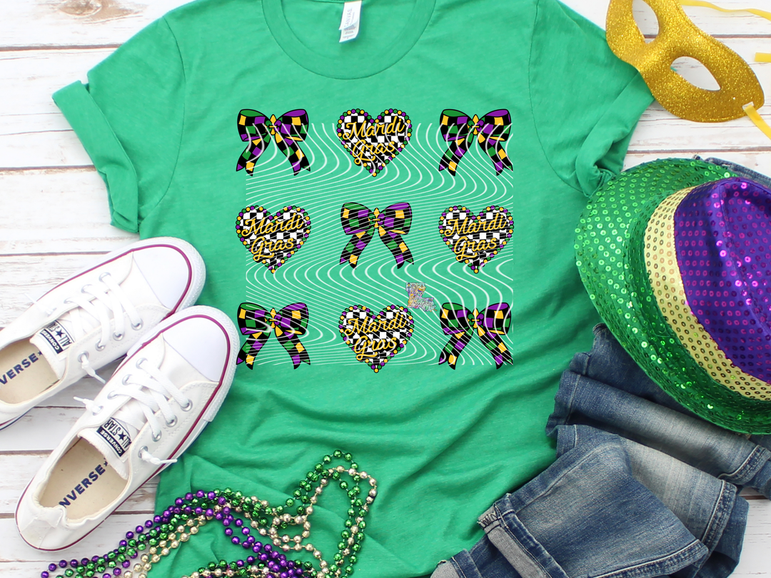 Mardi Gras Heart Bows