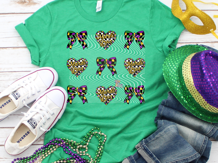 Mardi Gras Heart Bows