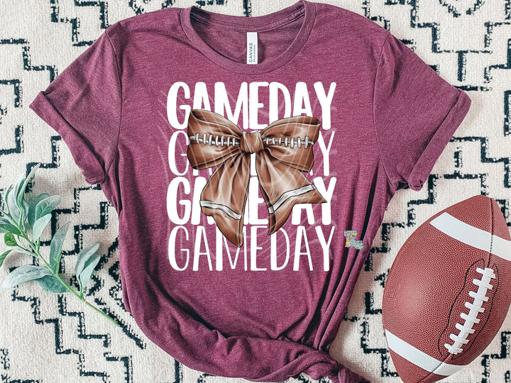 White Gameday With Football Bow