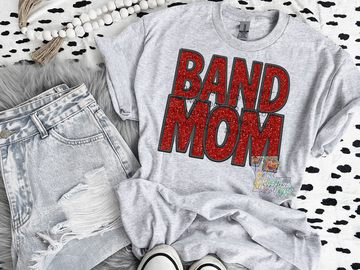 Band Mom Red & Black Faux Glitter