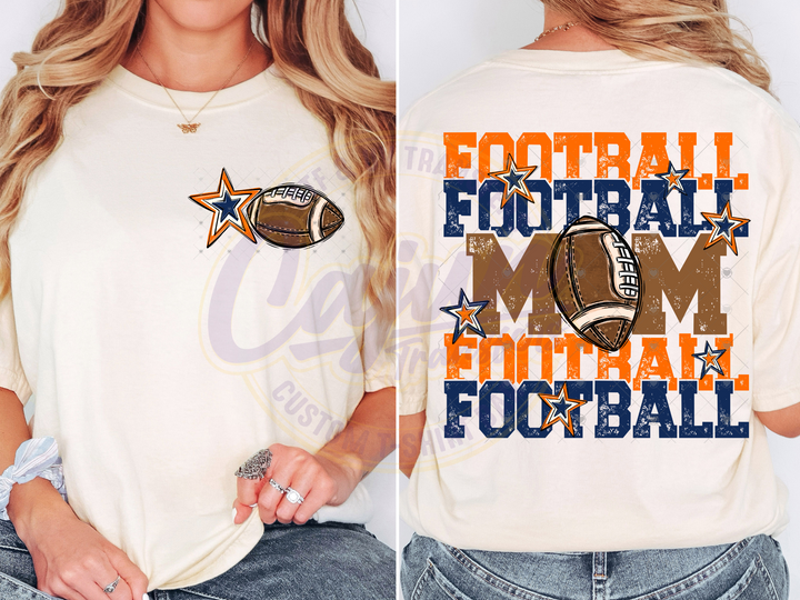 Football Mom - Navy Blue & Orange