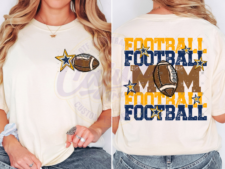 Football Mom - Navy Blue & Yellow Gold