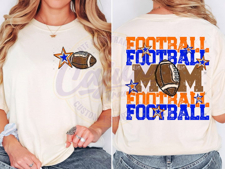 Football Mom - Royal Blue & Orange