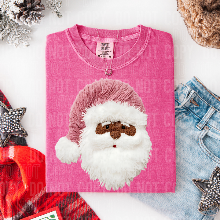 Santa Pink Hat Faux Yarn