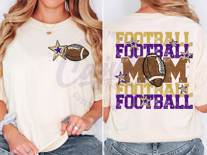 Football Mom - Purple & Vegas Gold