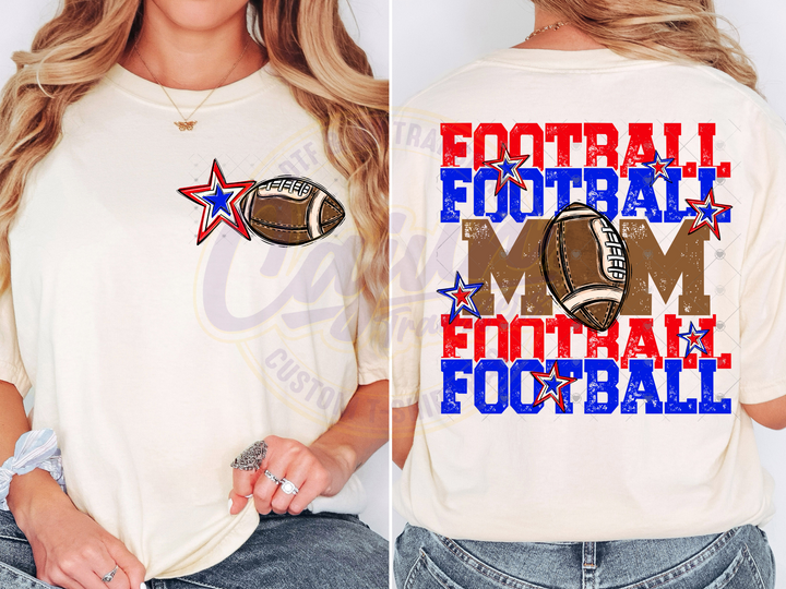 Football Mom - Red & Royal Blue