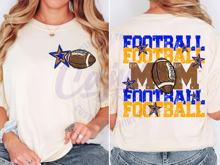 Football Mom - Royal & Yellow Gold