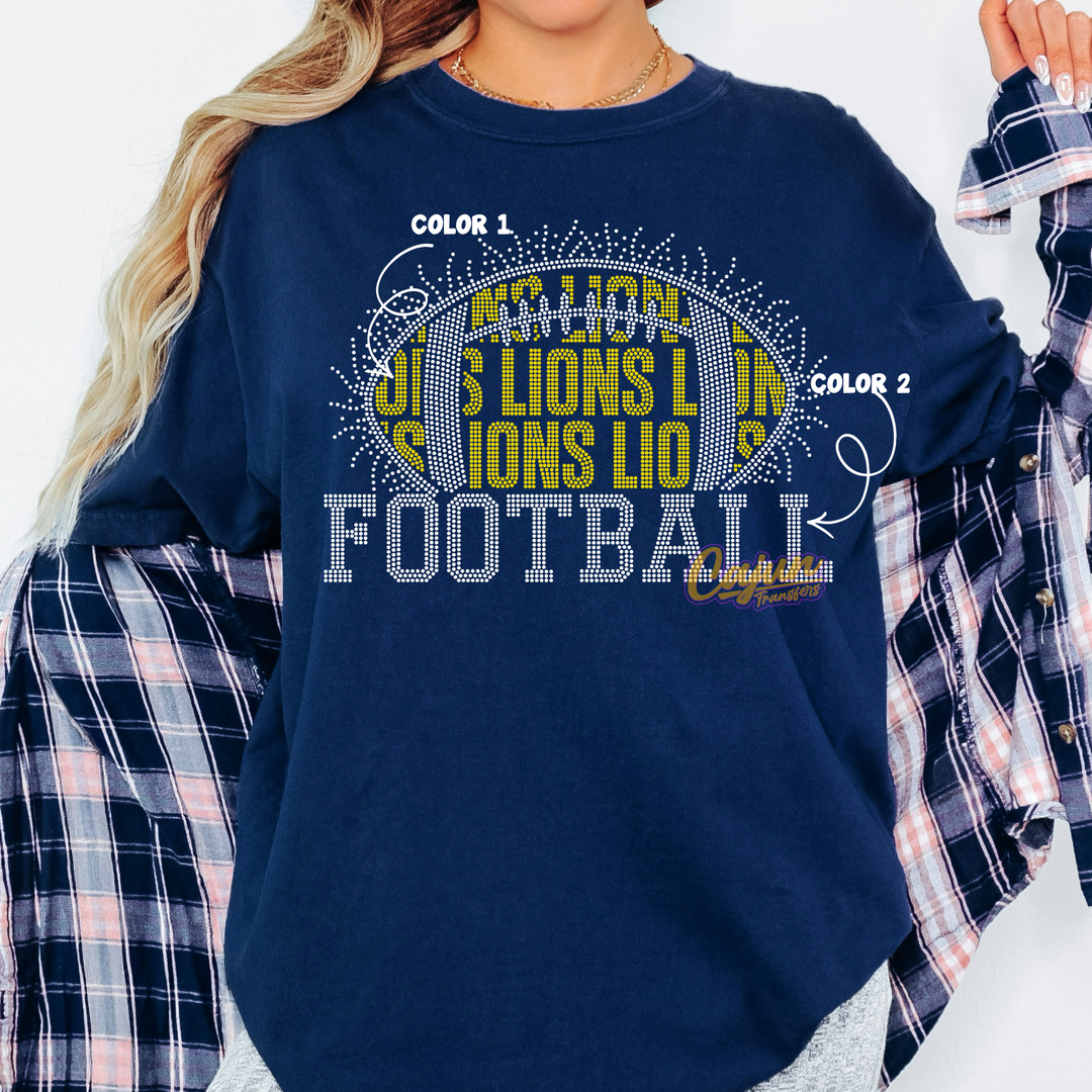 LIONS IN FOOTBALL SPANGLE PATCH
