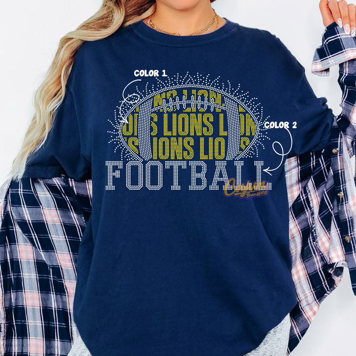 LIONS IN FOOTBALL SPANGLE PATCH