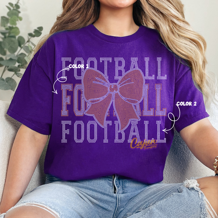 FOOTBALL STACKED WITH BOW SPANGLE PATCH