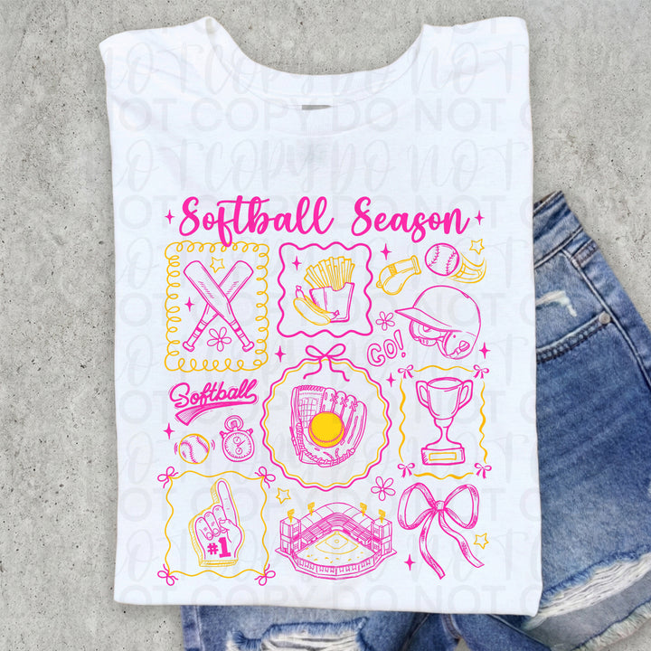 Softball Season Doodle - Pink