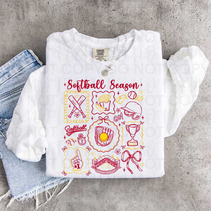 Softball Season Doodle - Red