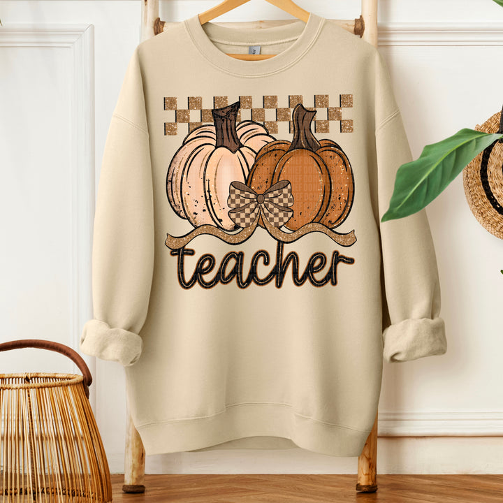 Fall Checkered Pumpkin Teacher