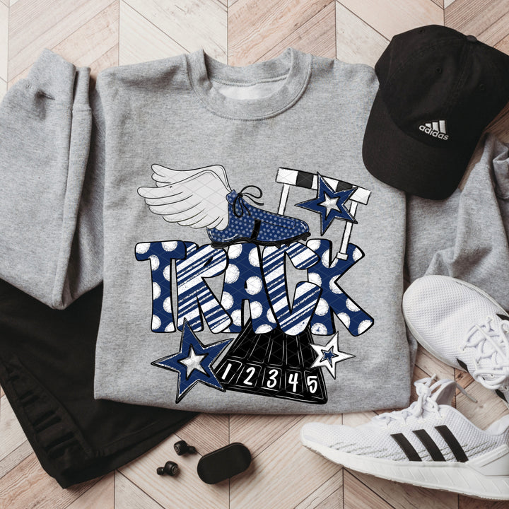 Track Doodle-Navy & White