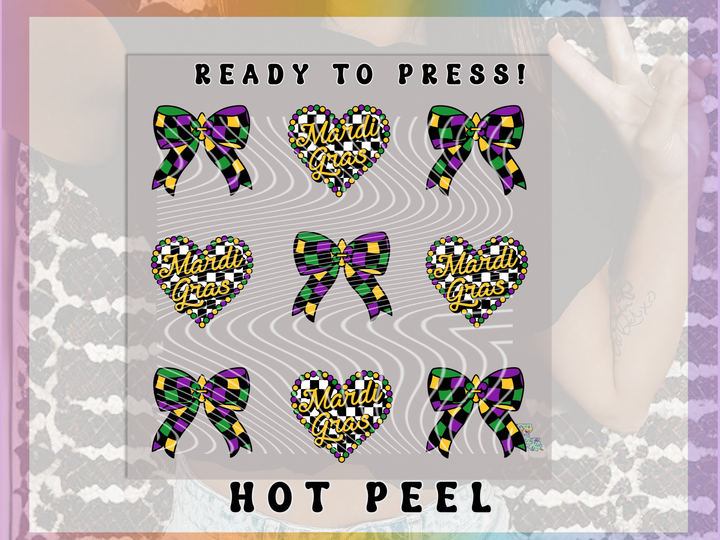 Mardi Gras Heart Bows
