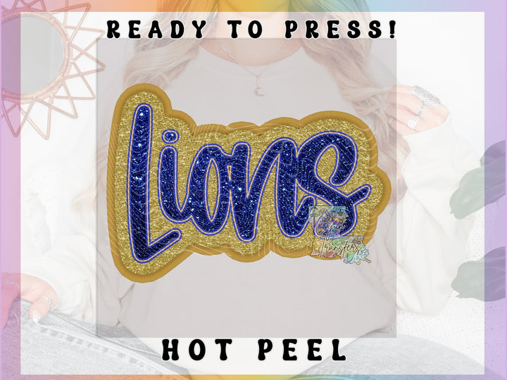 Lions Faux Glitter & Embroidery