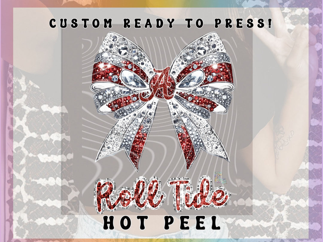 Maroon & White  Bling Bow