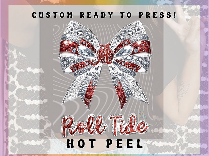 Maroon & White  Bling Bow