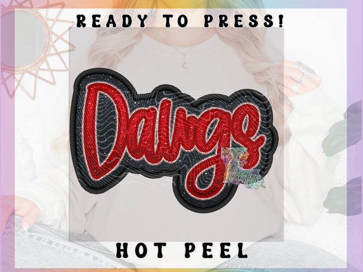 Dawgs Faux Glitter & Embroidery