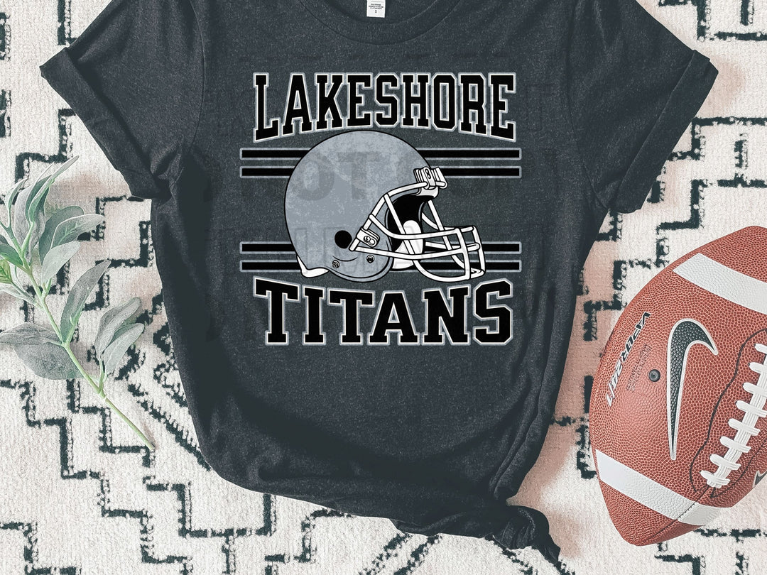 a black shirt with a football helmet on it