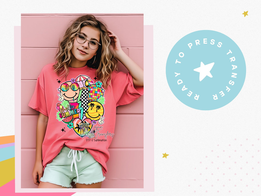 a girl wearing a pink shirt and shorts