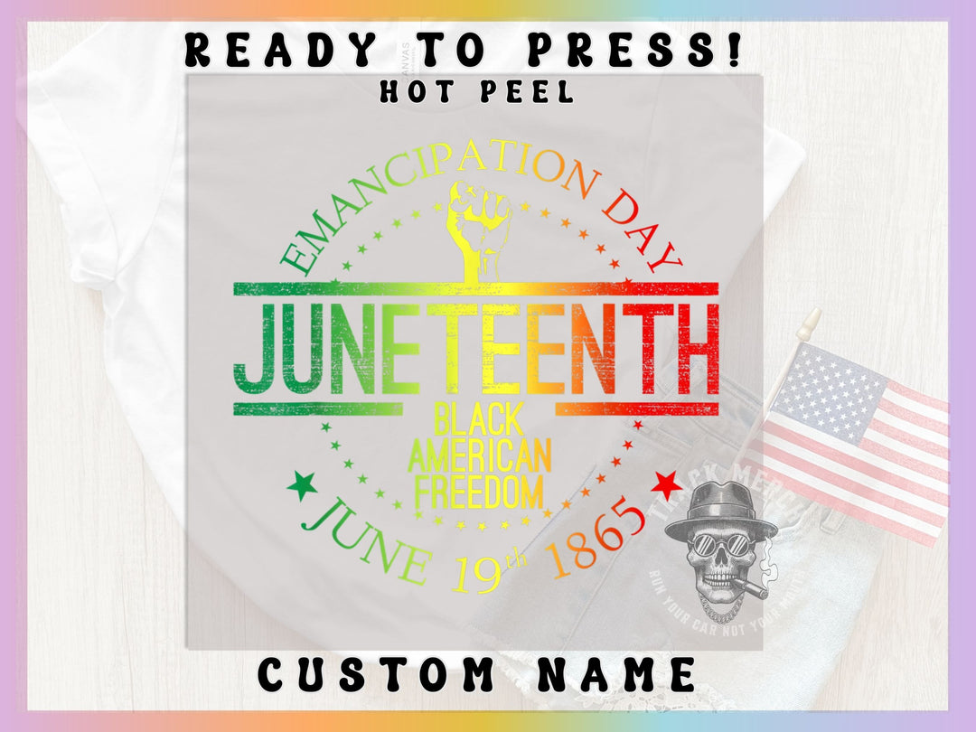 a t - shirt with the words juneteeth on it