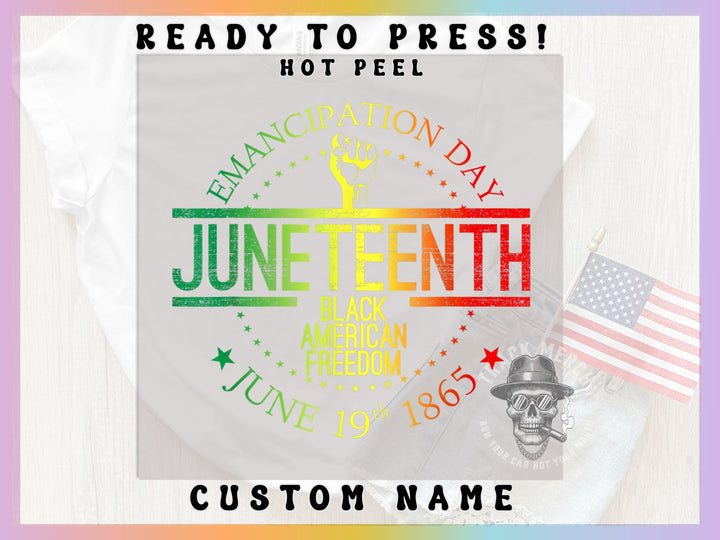 a t - shirt with the words juneteeth on it