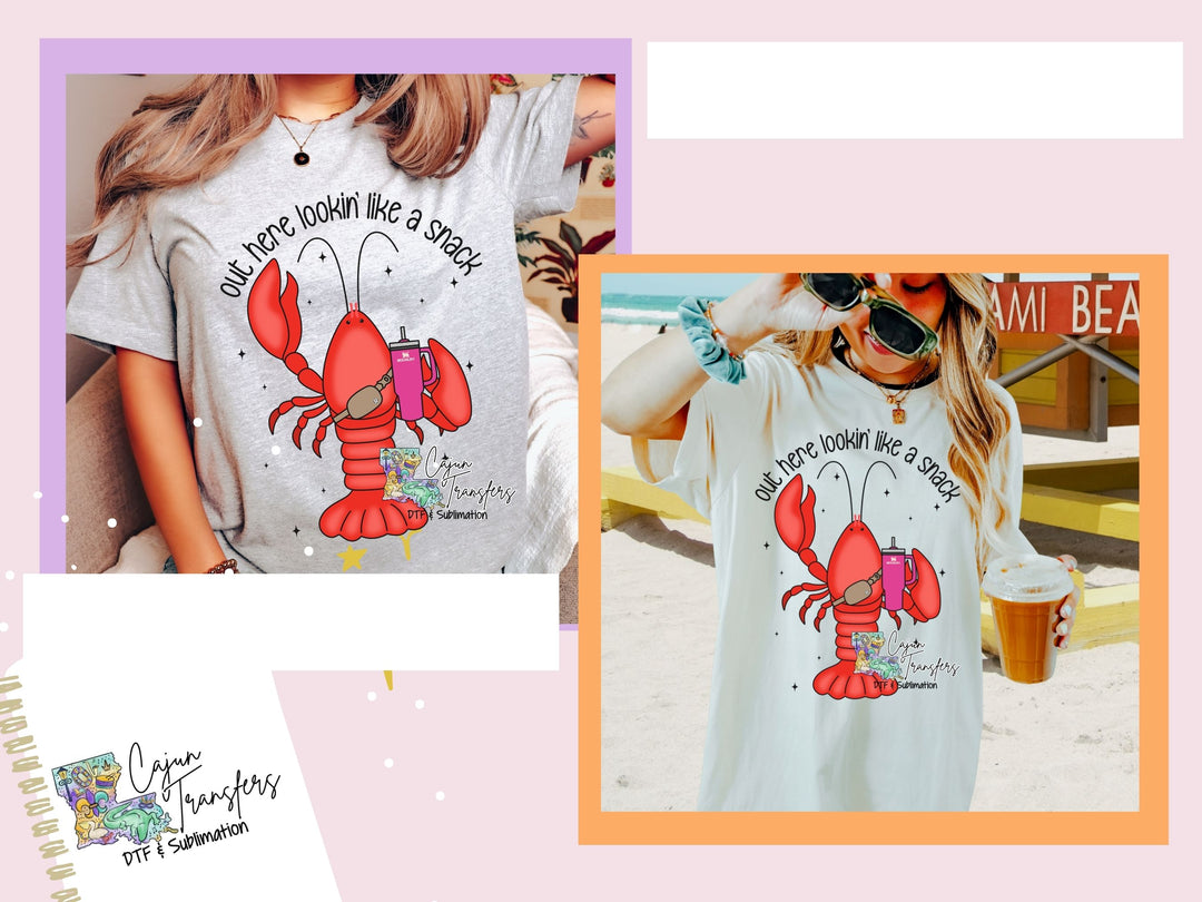 a woman wearing a crab t - shirt and sunglasses