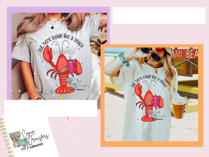 a woman wearing a crab t - shirt and sunglasses