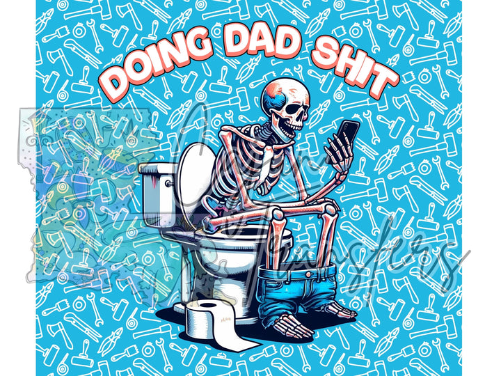 a skeleton sitting on top of a toilet