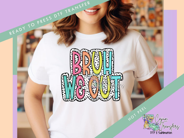 a woman wearing a t - shirt with the words brol wout on it