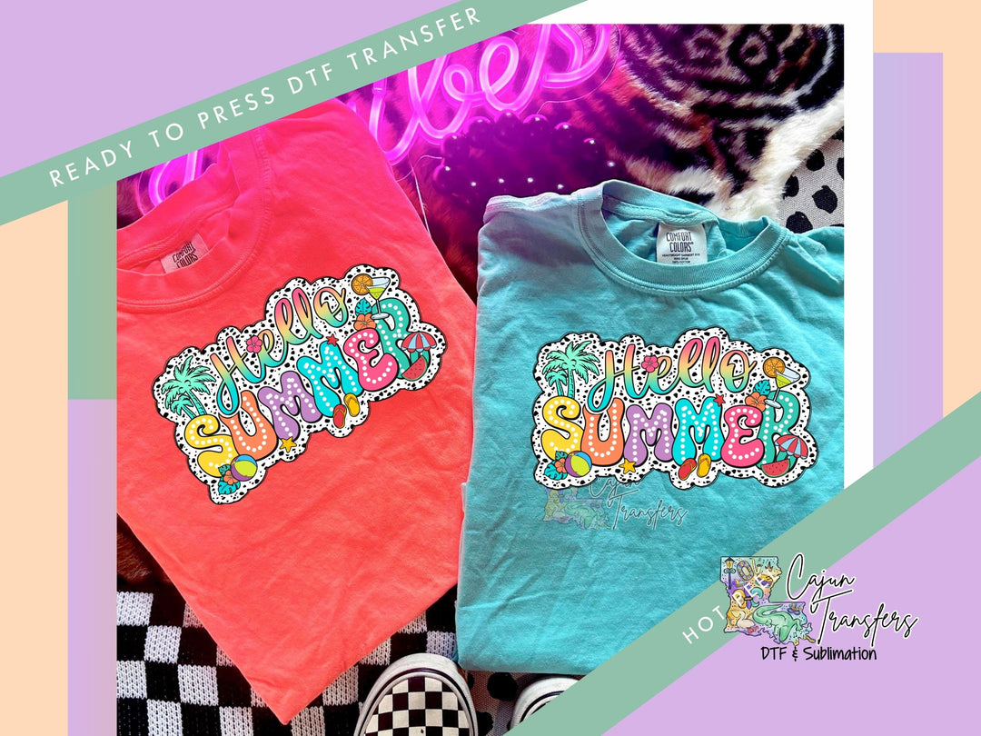 two t - shirts with the words summer on them