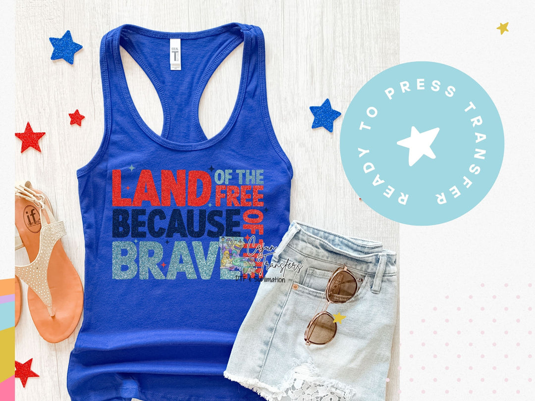 a pair of shorts and a tank top with the words land of the free because