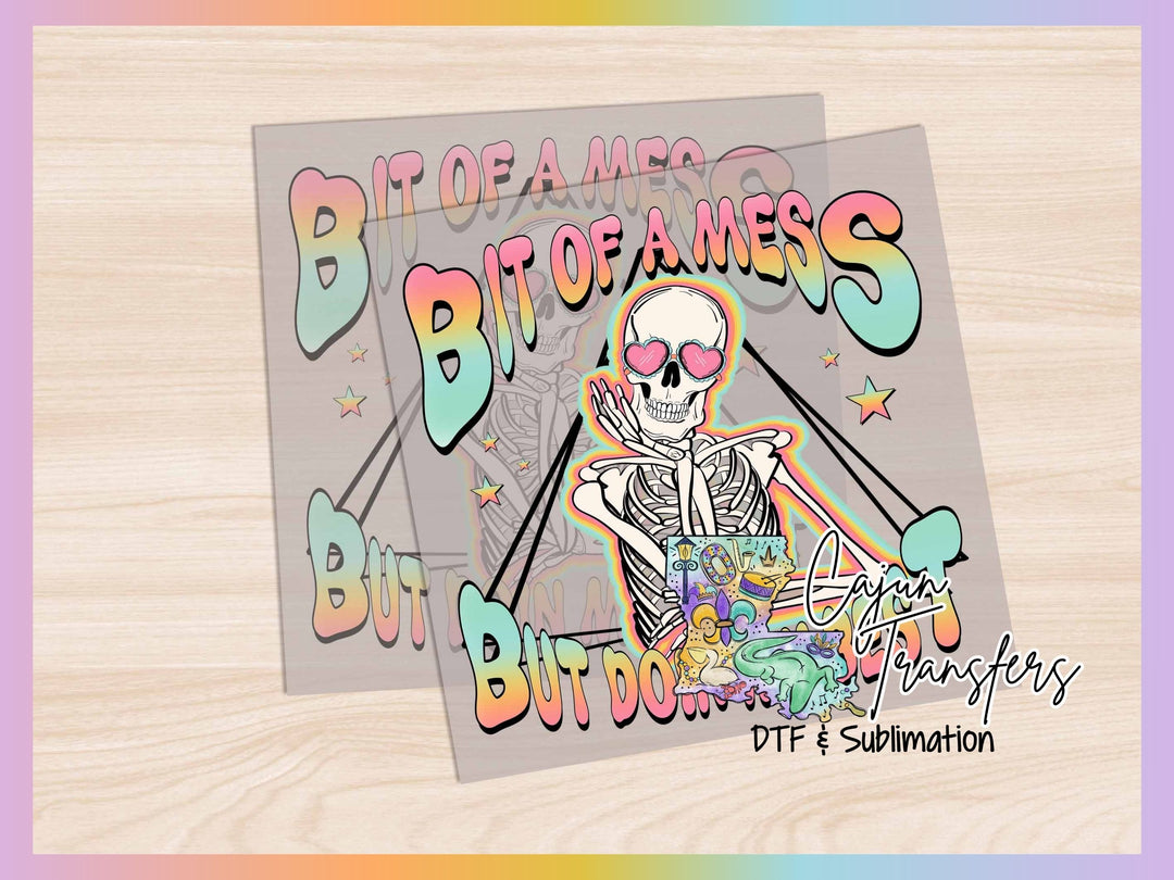 a sticker with a skeleton on it that says bit of a merg but