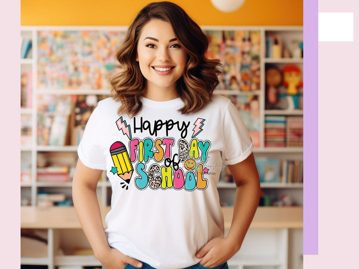 a woman standing in front of a book shelf