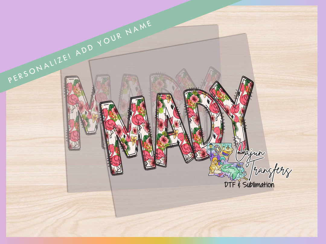 a picture of the word mary with flowers on it