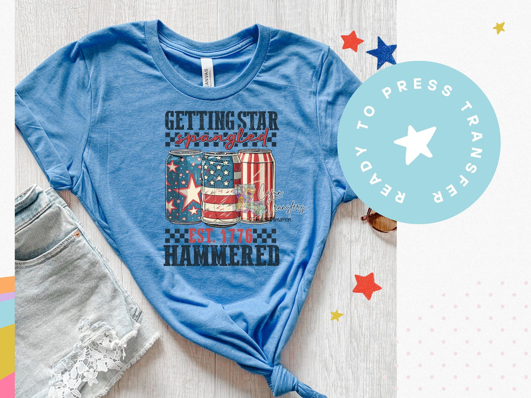 a blue t - shirt with an american flag on it