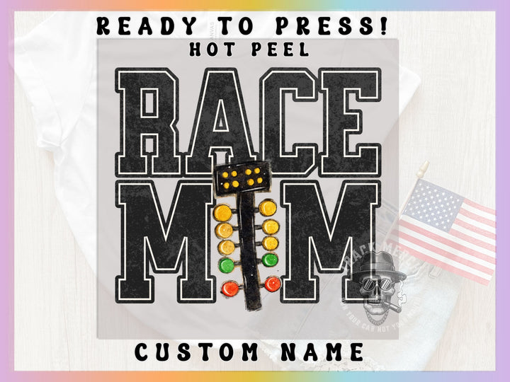 a photo of a race mom with the words ready to press