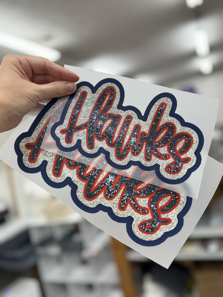 Hawks Faux Glitter & Embroidery
