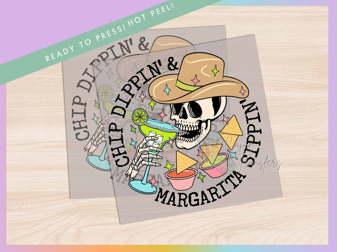a sticker of a skeleton wearing a cowboy hat