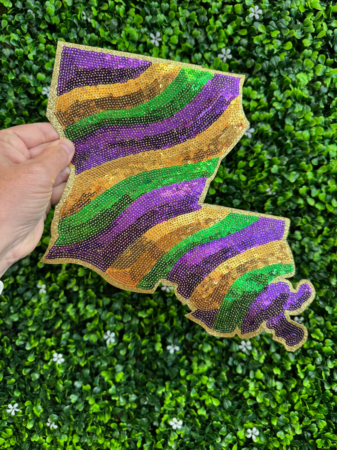 Louisiana Mardi Gras Swirl Sequins Patch